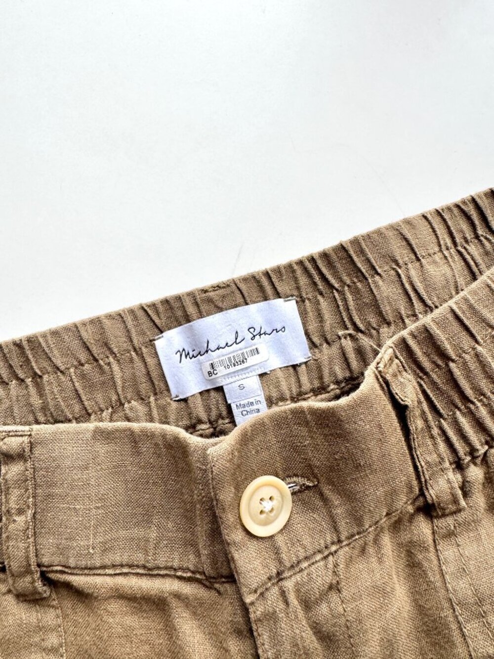 MICHAEL STARS Bobbi Olive Brown 100% Linen Straigt Leg Cargo Pants, Size S - Picture 7 of 8
